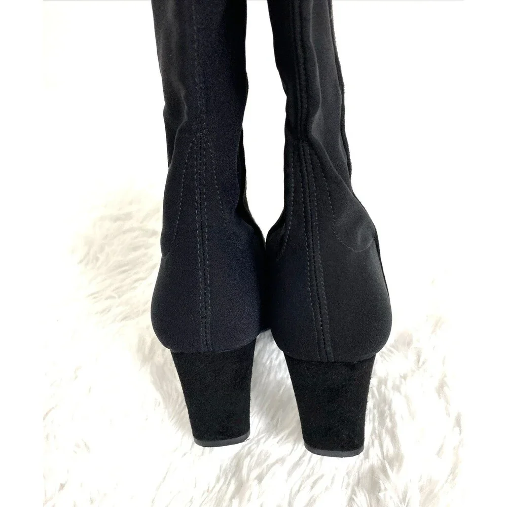 Stuart Weitzman Womens Suede Over The Knee Boots Size 36 Pull On Black Heeled
